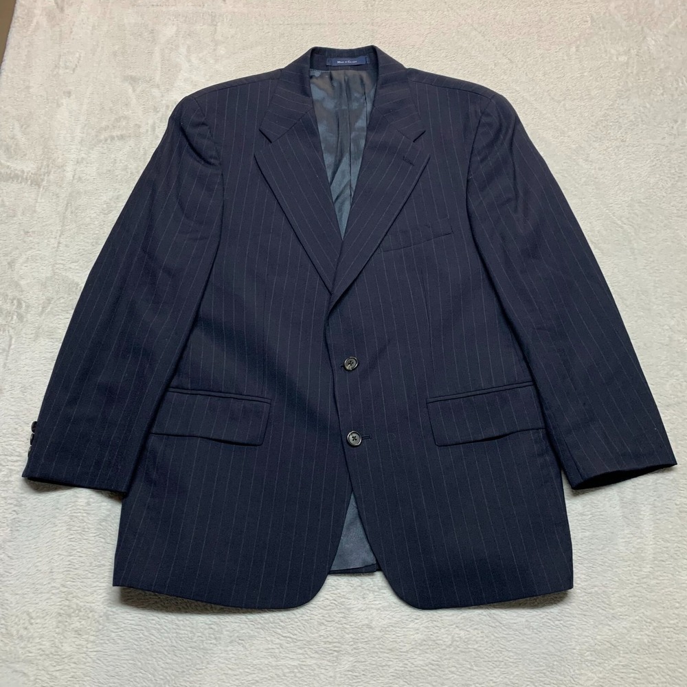 Vintage Chaps Ralph Lauren Blazer Mens 42S Lord &‎ Taylor Pure Wool Black Stripe